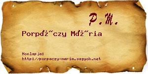 Porpáczy Mária névjegykártya